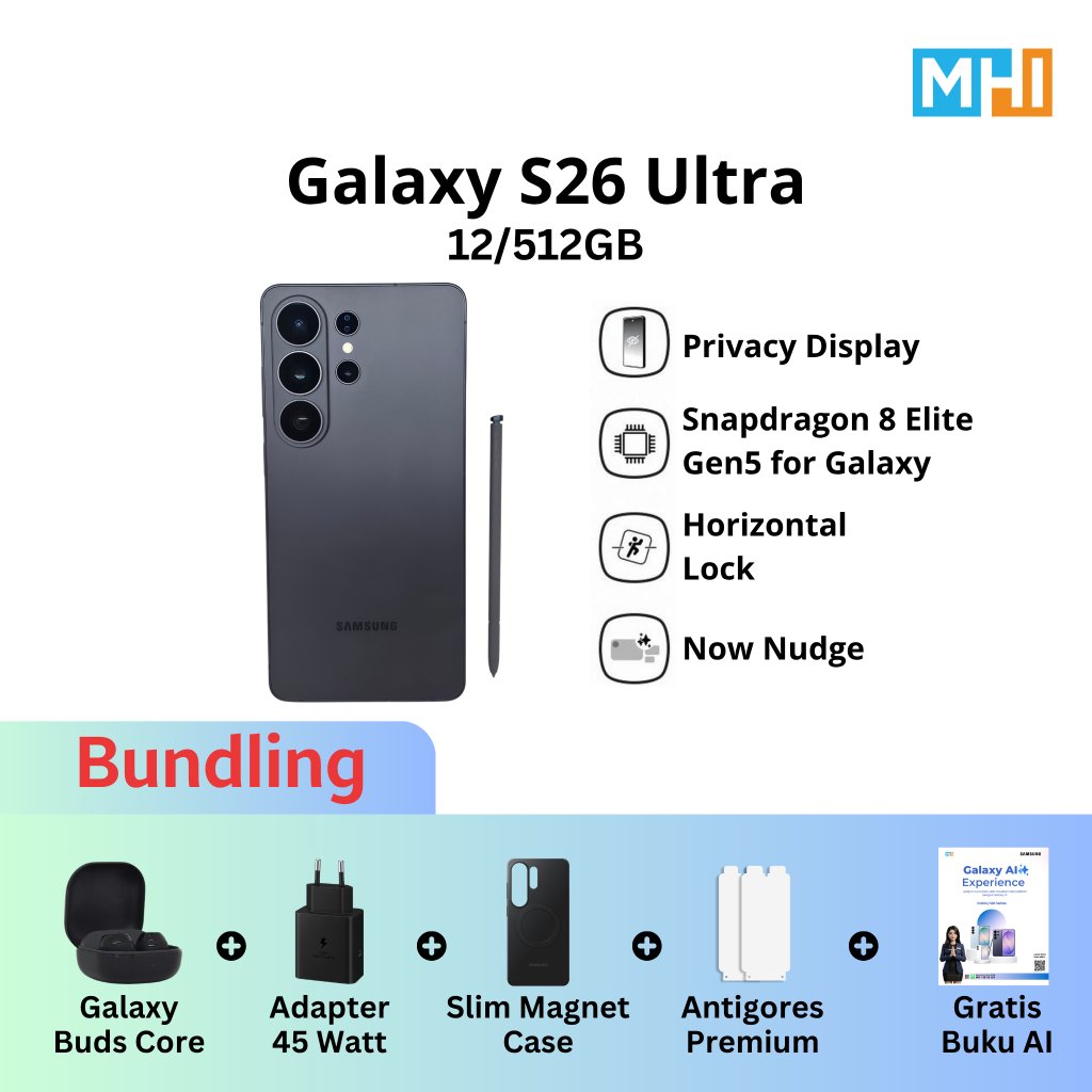 [NEW]  Samsung Galaxy S26 Ultra 12/256GB I 12/512GB | Hp AI | Privacy Display i 5000 mAh I Garansi S