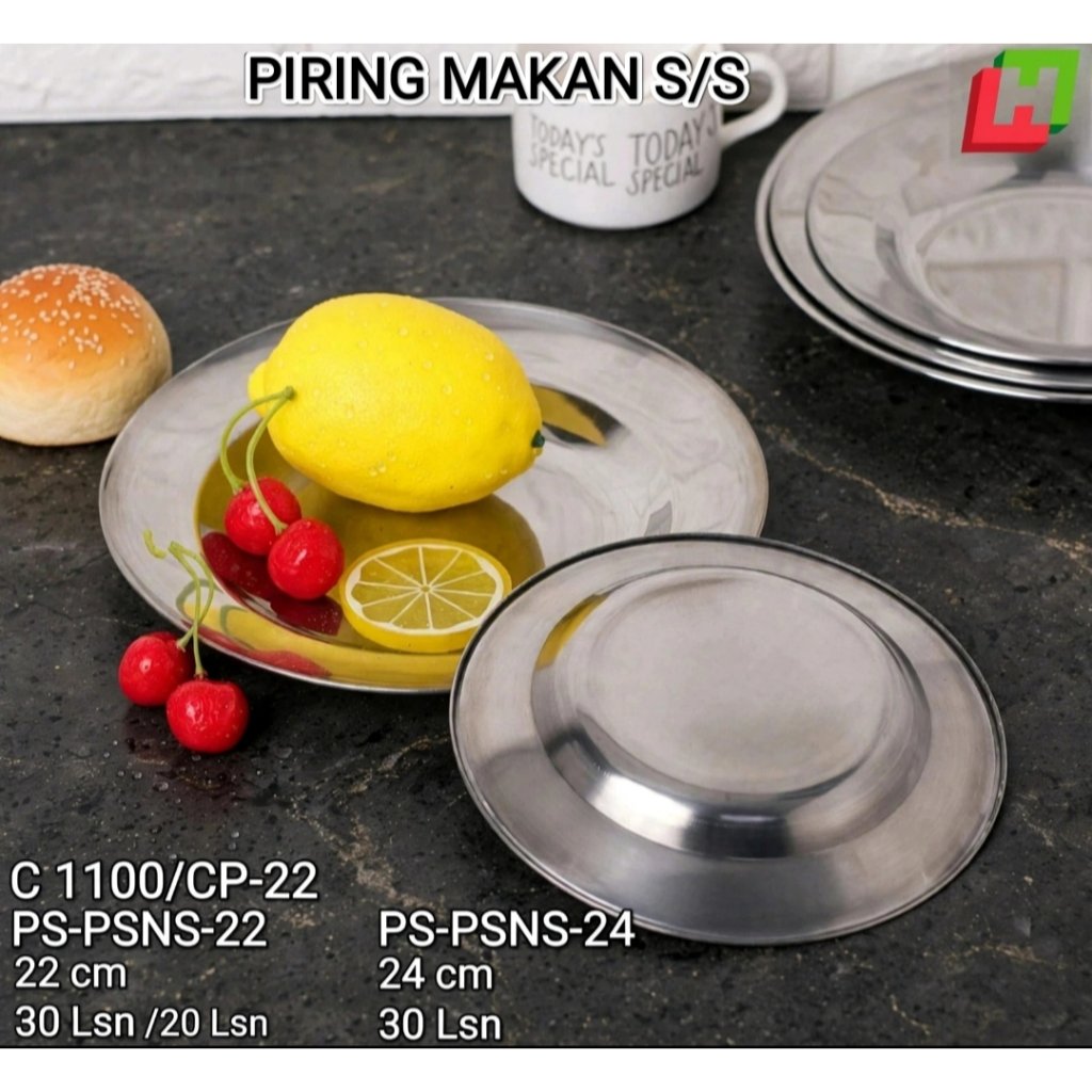 Piring Makan Polos Stainless 24 cm / Piring Polos / Piring Makan Serbaguna Premium dan Higienis