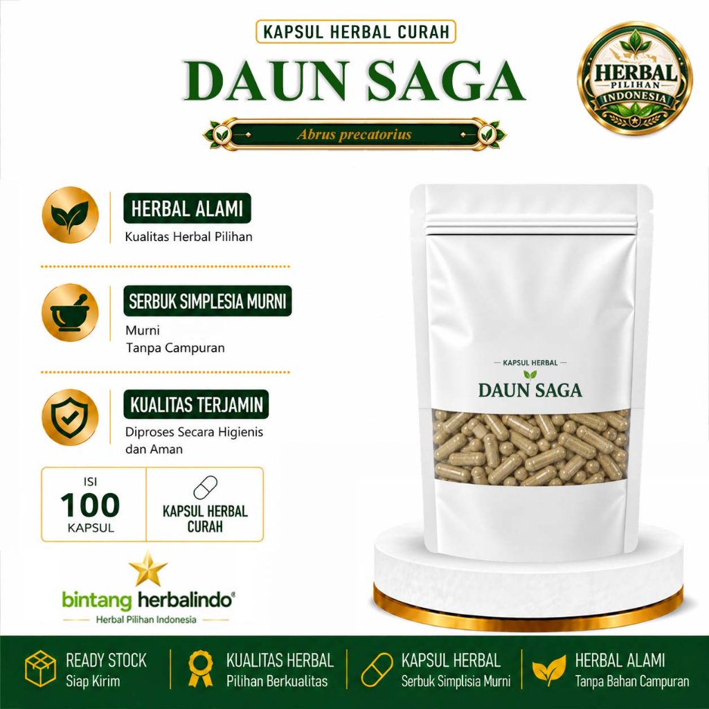 Daun Saga Kapsul Curah Herbal 100 Kapsul 600 mg Abrus precatorius