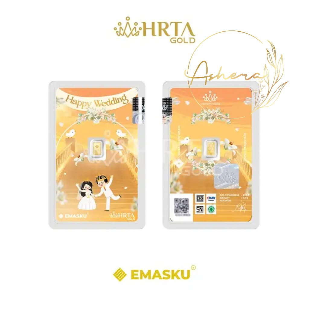 AsheraGold EMASKU Hartadinata Happy Wedding Orange 0,1 0,25 dan 0,5 gram LM LA Emas Logam Mulia
