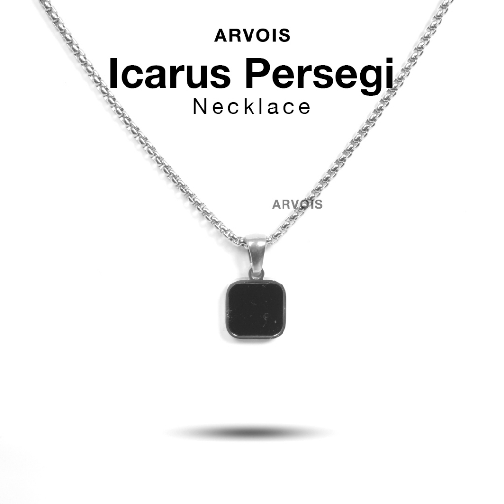 ARVOIS - Kalung Pria Wanita Titanium Stainless Steel - Icarus Persegi