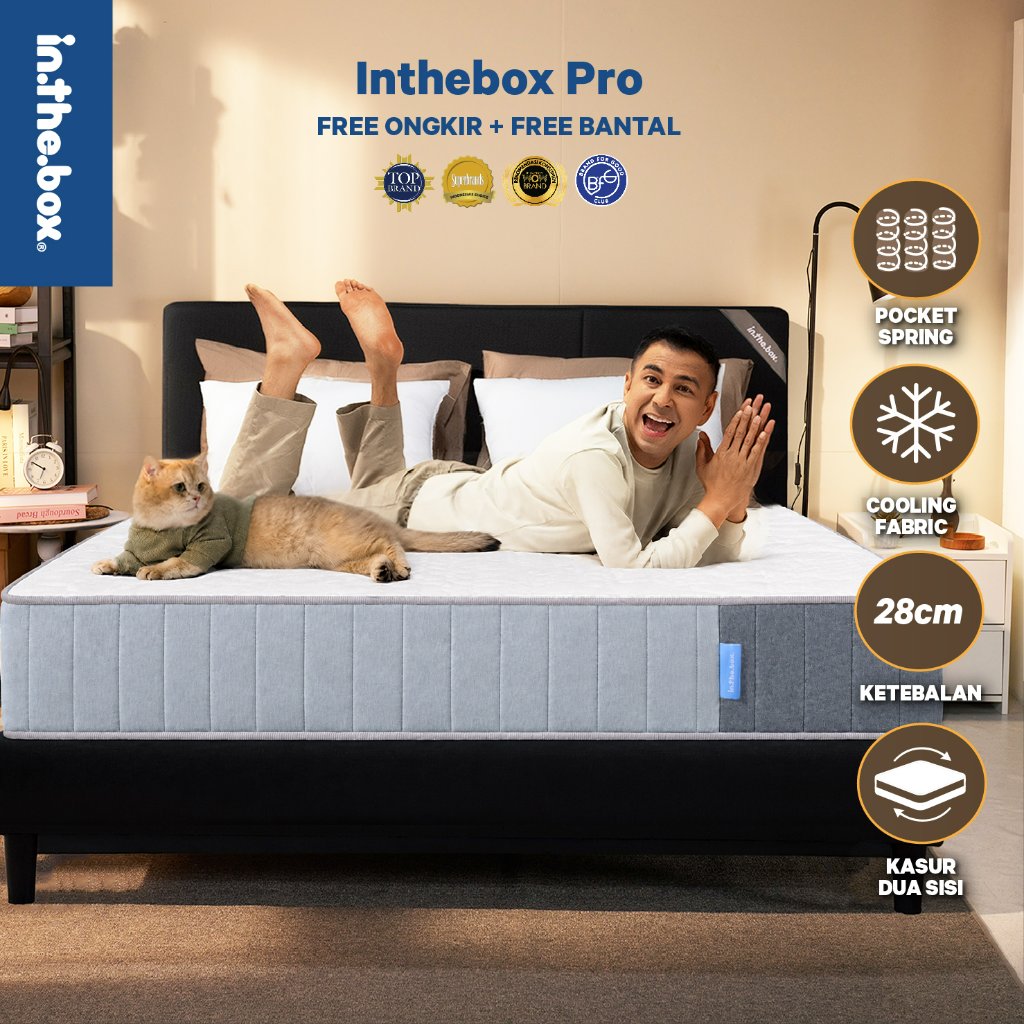 Kasur Spring Bed 28 cm Dua Sisi IN THE BOX Pro Nyaman Berkualitas - Free Bantal Garansi 10 Tahun