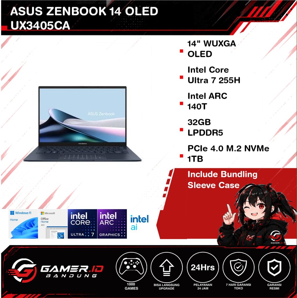 ASUS ZENBOOK 14 UX3405CA OLED CORE ULTRA 7 255H 32GB 1TB 14" WUXGA TOUCHSCREEN