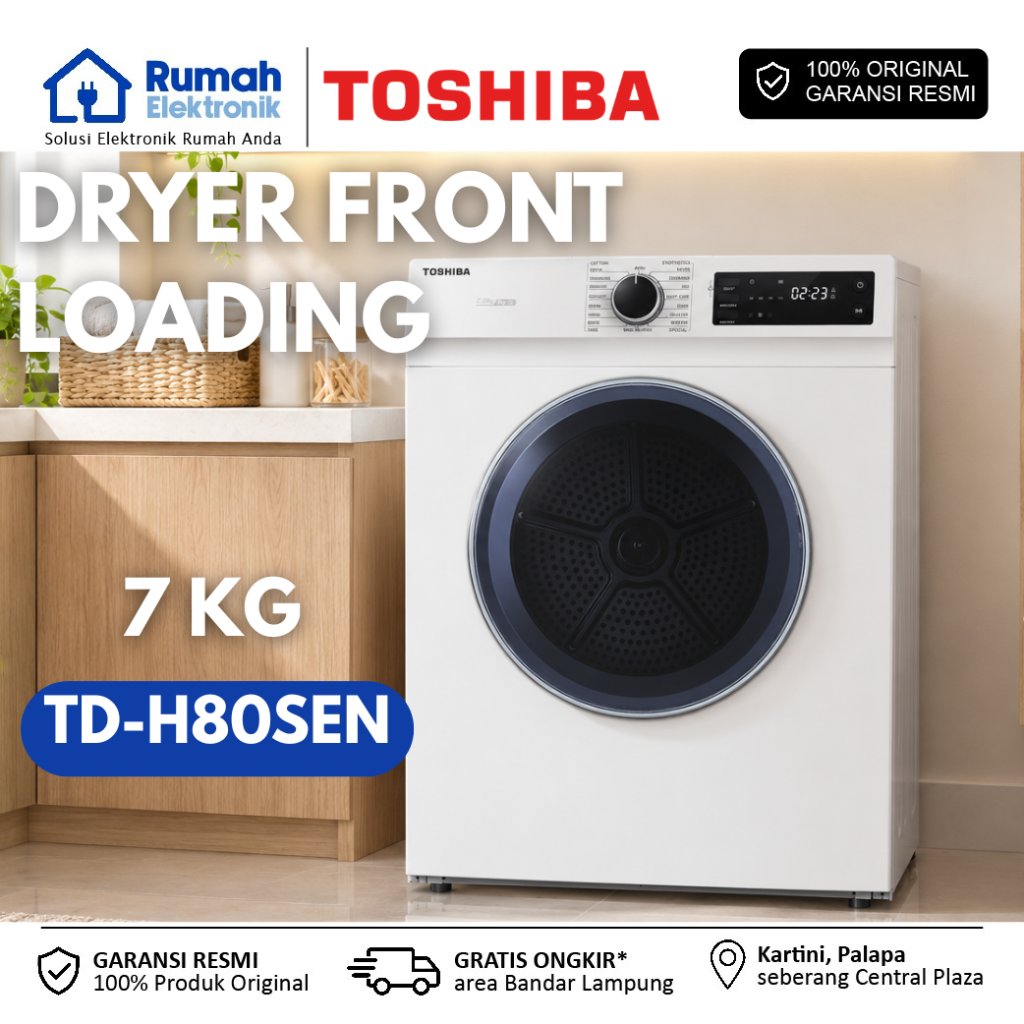 TOSHIBA | TD-H80SEN | Dryer Front Loading - 7 KG - SenseDry - Mesin Pengering Pakaian