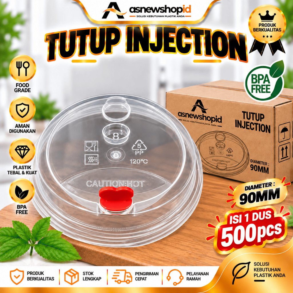Asnewshop | LID CUP INJECTION ISI 500pcs / DUS UNTUK CUP 12 - 24oz KHUSUS CUP INJECTION