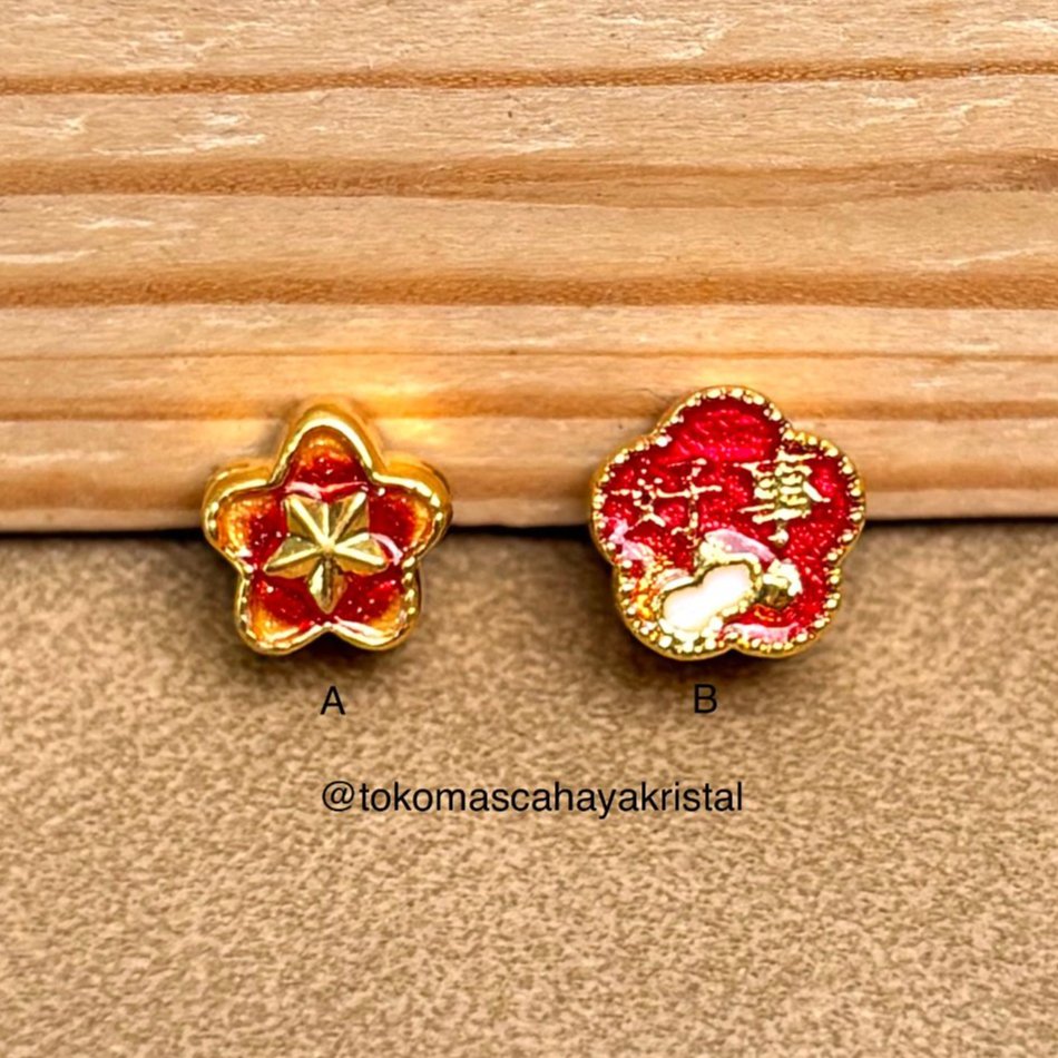 Charm Emas Bunga Merah Bintang / Clover Hao Shi 24k - Gold Bracelet