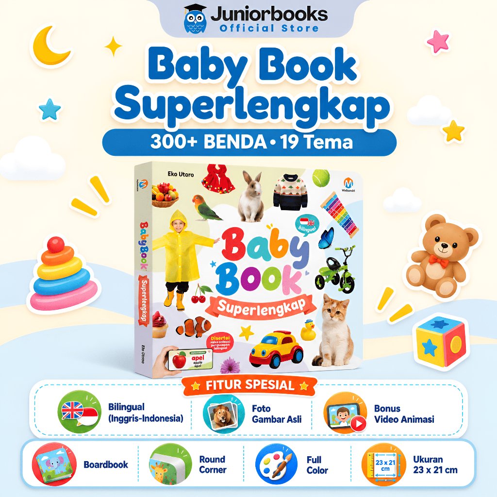 Ziyadbooks - Buku Baby Book Super Lengkap Boardbook Sensory Newborn Bayi 0 6 12 bulan Anak 1 2 tahun