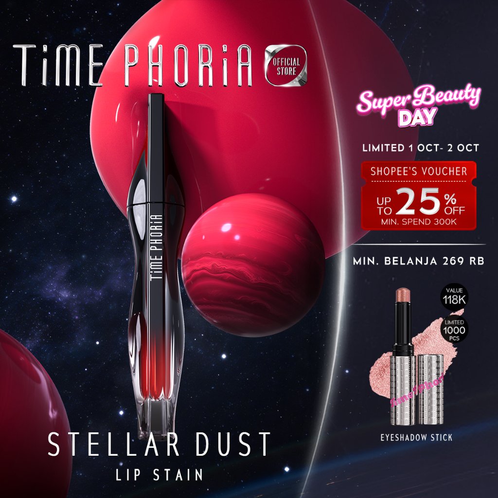 [NEW SHADES!] TIME PHORIA - STELLAR DUST LIP STAIN 5ML-Liptint Waterproof Transferproof Foodproof Lipgloss Lipstick Lip Cream Ringan Hydrates Makeup TimePhoria Official Store