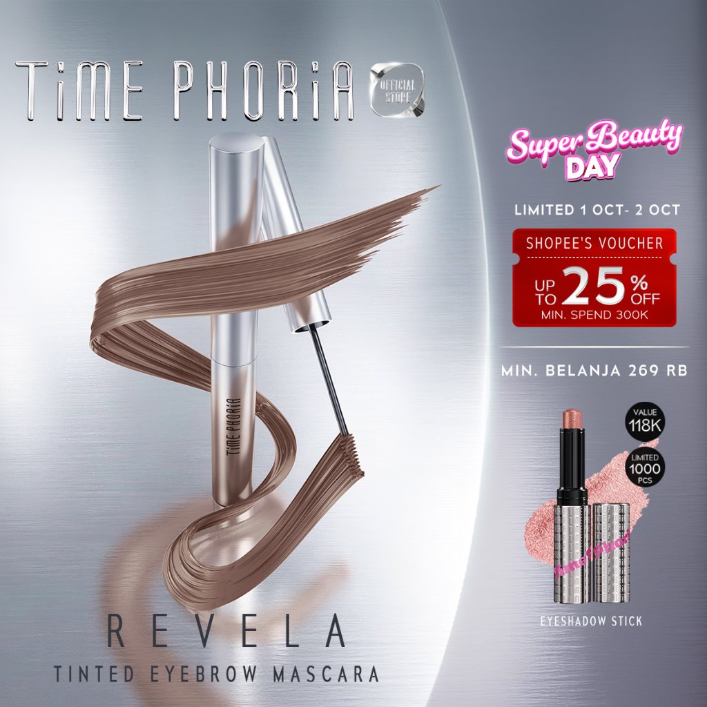 IN STOCK!!- TIME PHORIA Revela Tinted Eyebrow Mascara 3.2G|Smudgeproof Waterproof Maskara Anti Clumpy High Pigmentation Easy Precision Tahan Lama 12H holding color Eyeliner Pensil alis Makeup TimePhoria Official Store