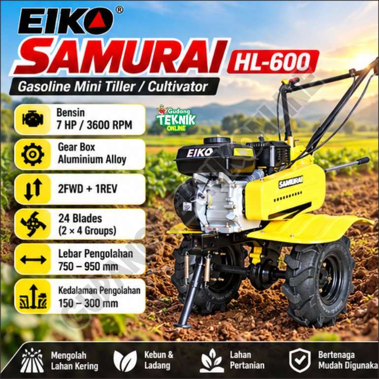 SAMURAI Mesin Traktor Mini Cultivator EIKO SAMURAI HL600 / Mesin Bajak Sawah Basah Kering - Tiller C