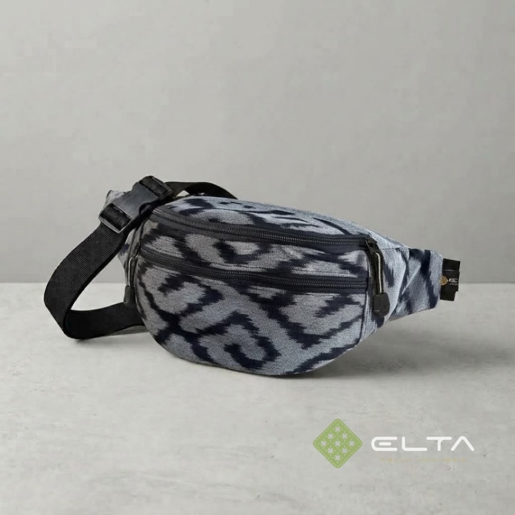 tas Waistbag tenun 3 ruang tas dada tenun tas selempang tenun furing waterproof
