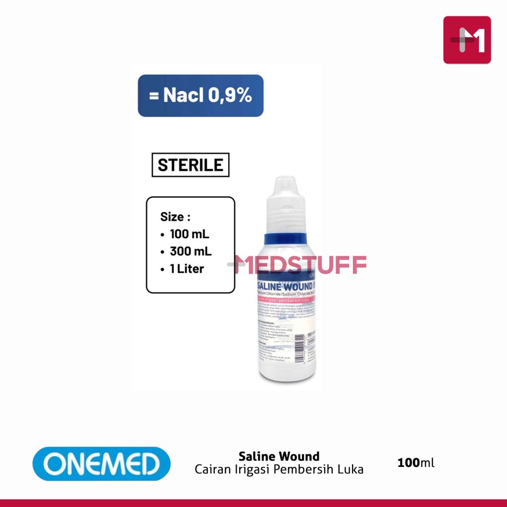 Saline Wound Irrigation Onemed 100ml Botol Cairan Cuci Luka Pembersih Luka Rawat Luka