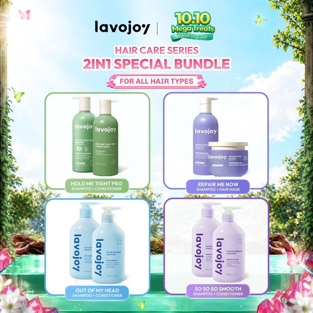 Lavojoy 2in1 Hair Solution Bundle | Mengatasi Rambut Rontok, Rambut Kering & Rusak, Kulit Kepala Sensitif | Lembut Bervolume | Rambut Halus | Mengurangi Rambut Berminyak | Menutrisi Rambut | Mengurangi Kemerahan Kulit Kepala | Memberi Sensasi Dingin