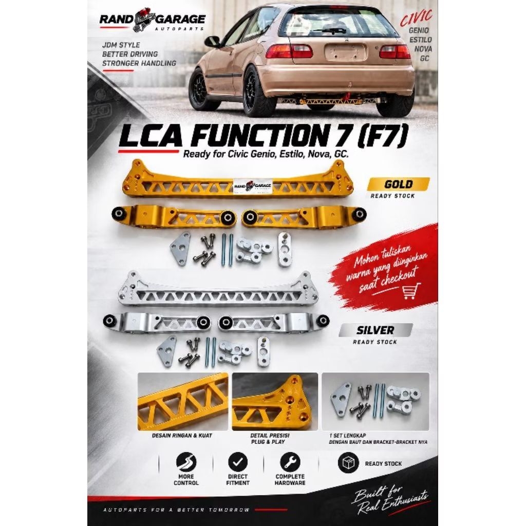 LCA Lower Control Arm F7 - Fucntion 7 Civic Estilo, Genio, Civic Nova, Grand Civic.