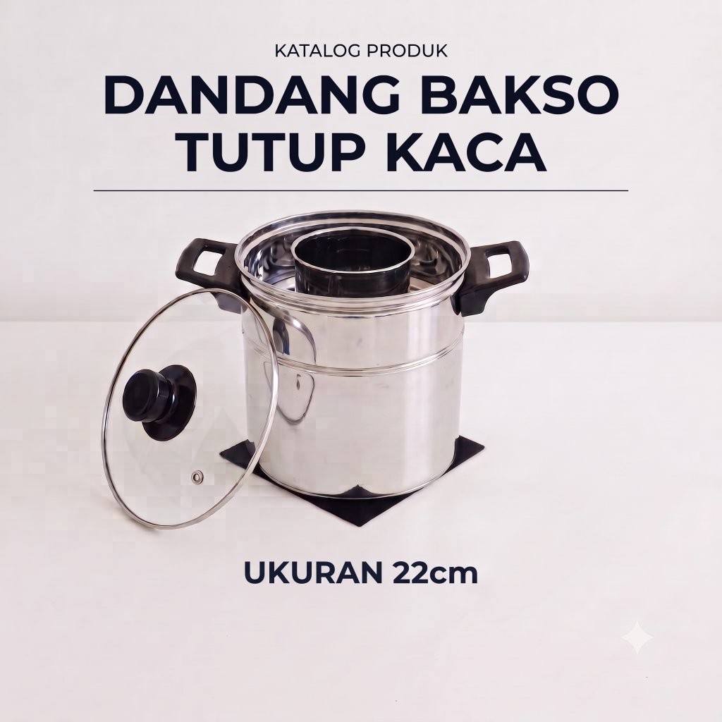 dandang bakso mini tutup kaca UK 22cm
