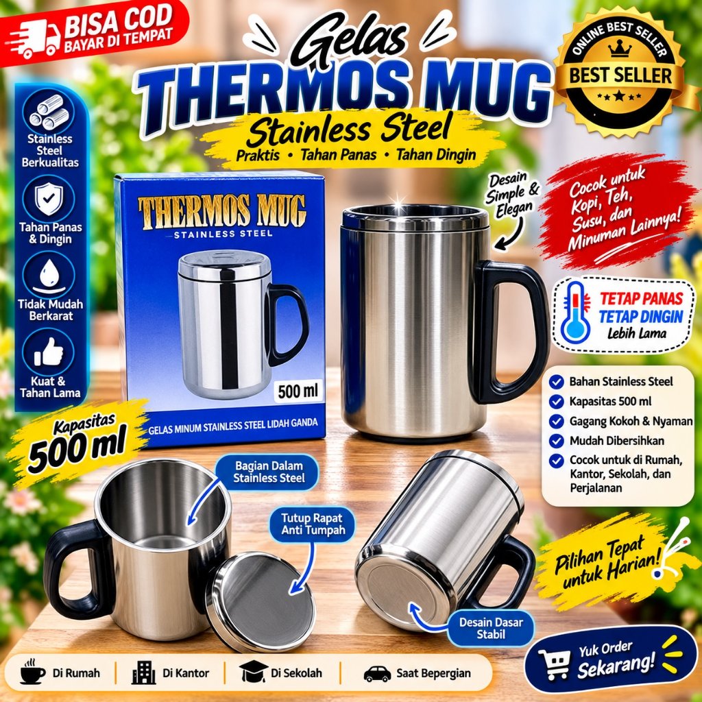TERMOS MUG STAINLESS 500 ML TERMOS MUG GELAS