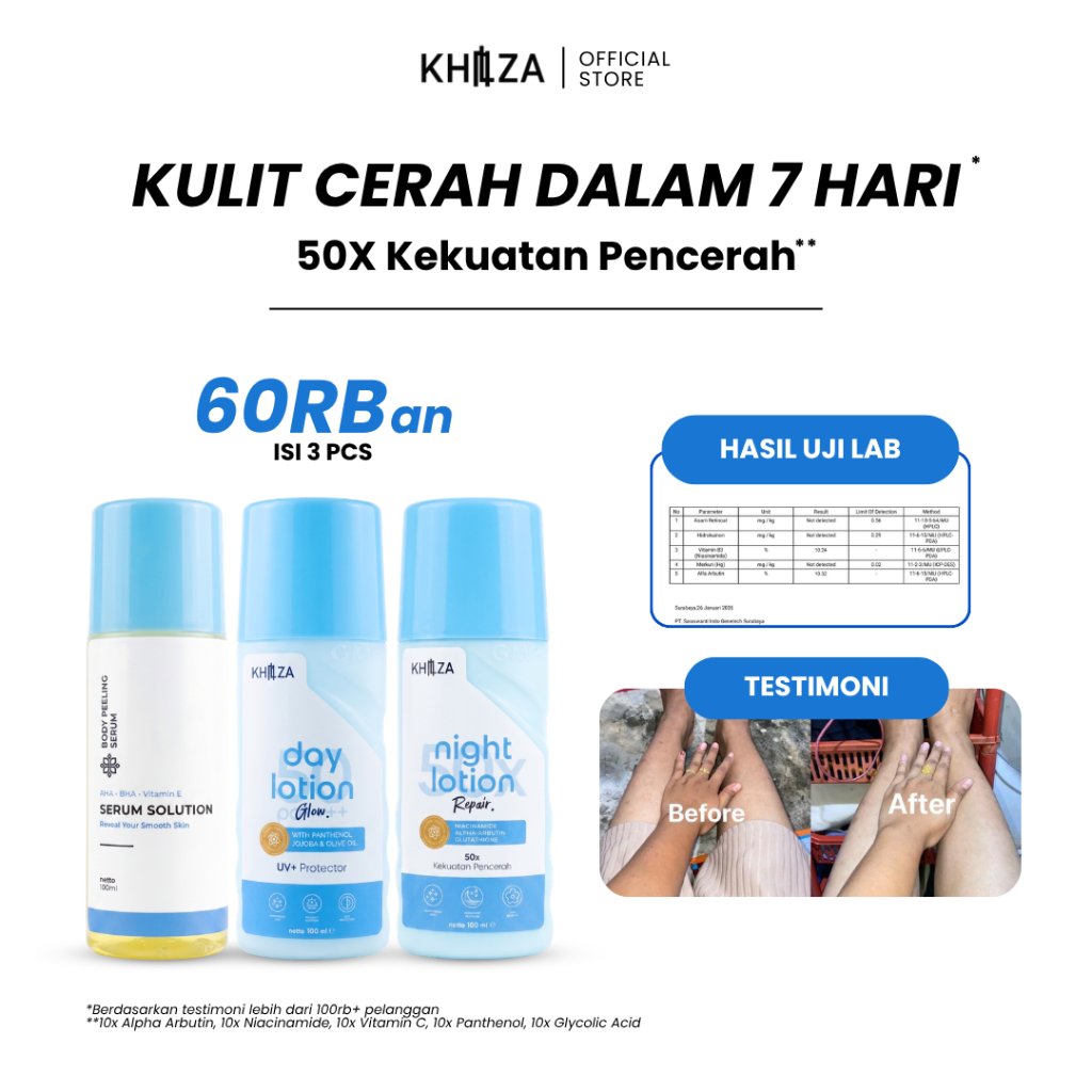 Kanza Lotion 50x Dosting 10% Alpha Arbutin SPF 30 PA++ Paket HB Pemutih Premium BPOM | Kulit Cerah M