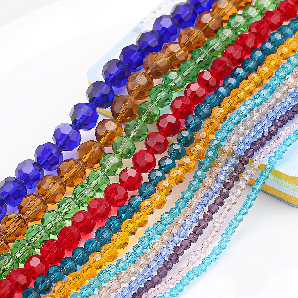 MANIK KRISTAL KACA BULAT SEGI BENING UKURAN 4-12MM, HARGA/STRING