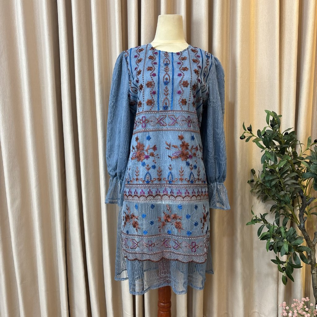 Delova Wardrobe - EVARA Tunik Blouse Brukat Modern Kondangan, Rayya Wanita