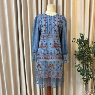 Delova Wardrobe - EVARA Tunik Blouse Brukat Modern Kondangan, Rayya Wanita