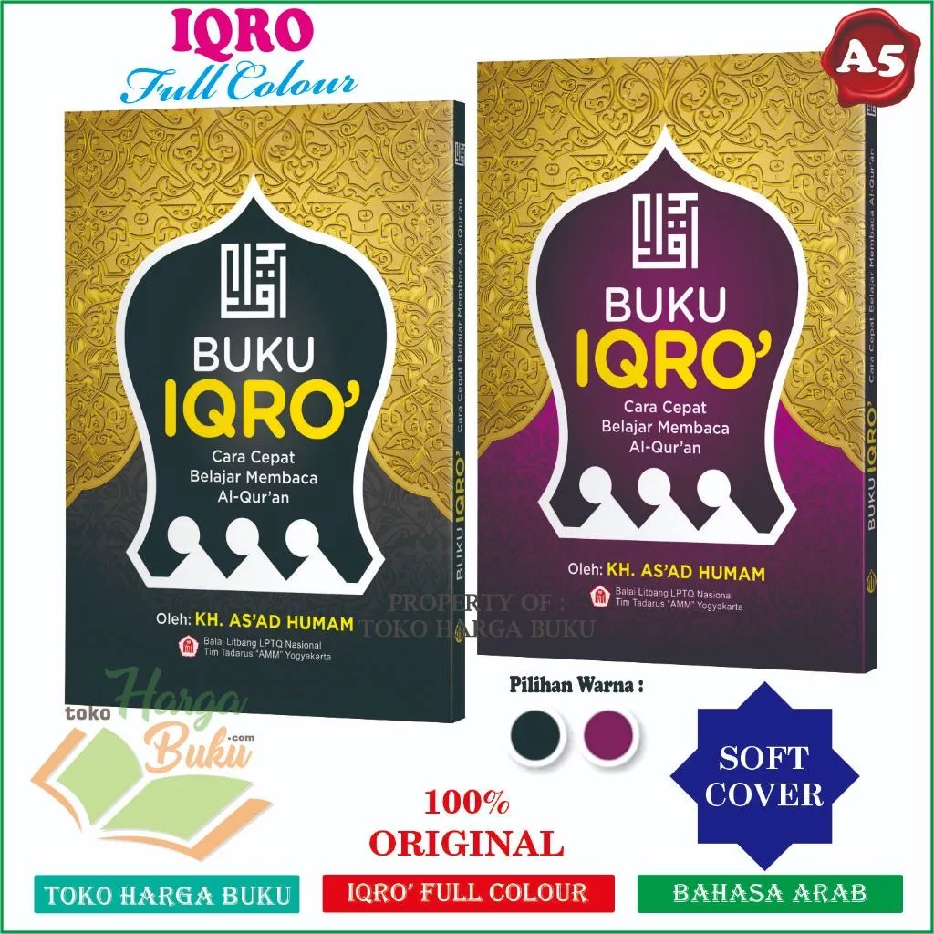 IQRO + LATIN Full Color Ukuran A5 Sedang Cara Cepat Belajar Membaca Al-Quran KH. As'ad Humam Tadarus Amm Buku Iqra Syaamil QuranIQRO Full Color Ukuran A5 Sedang Cara Cepat Belajar 