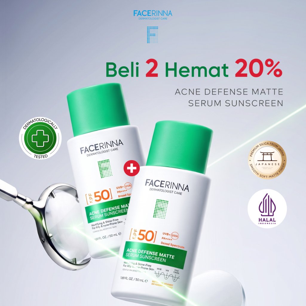 [In Stock] FACERINNA-ACNE DEFENSE MATTE SERUM SUNSCREEN Soft Matte Finish High SPF & PA for UVA/UVB Protection With Next-gen Filters (Tinosorb S Tinosorb M Uvinul A Plus) Shields Skin From Harmful UV Rays