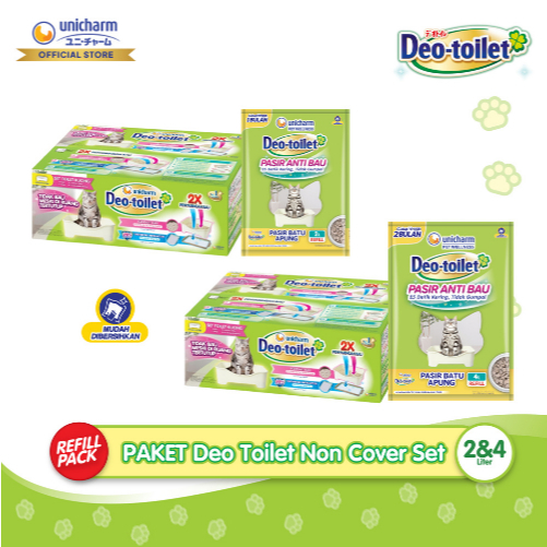 Unicharm Pet - Bundling Deo Toilet Pasir Kucing Anti Bau Batu Apung 2 Liter / 4 Liter + Deo Toilet N