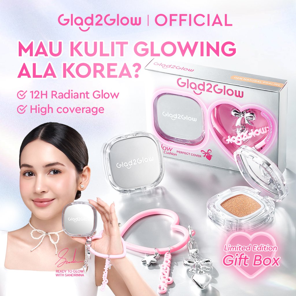 [HOT!] Glad2Glow Perfect Cover Glow Cushion Charm High Coverage Glowing Dewy Finish Tahan 12H Waterproof  Dry & Combination Skin