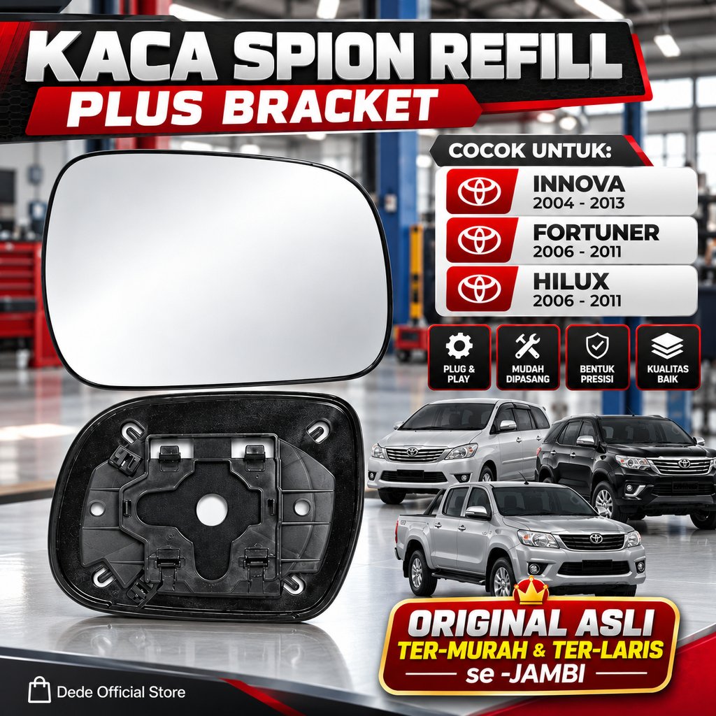 Kaca Spion Innova Fortuner Hilux Kaca Spion Refill Plus Bracket