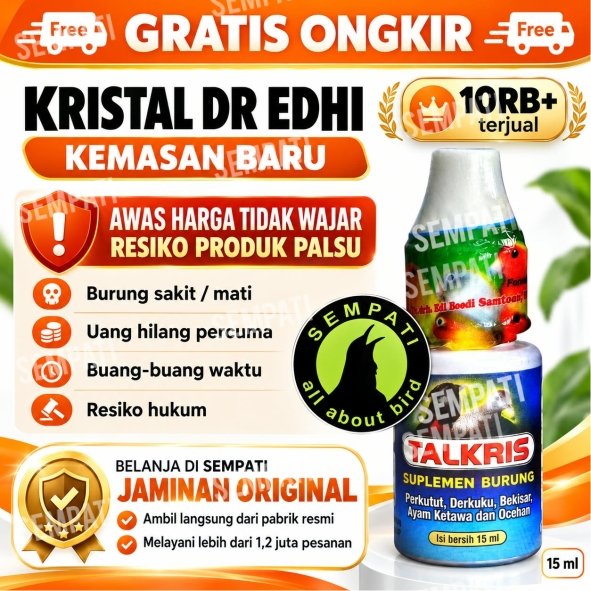 SEMPATI Kristal Talkris Dr Edhi Original Vitamin Burung Suplemen Suara Merdu Nyaring Bening Kristal 