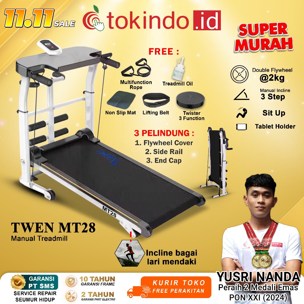 TWEN MT21 MT28 MT31 MT38 Treadmill Tanpa Listrik Treadmill Manual Treadmill Multifungsi Treadmill Li