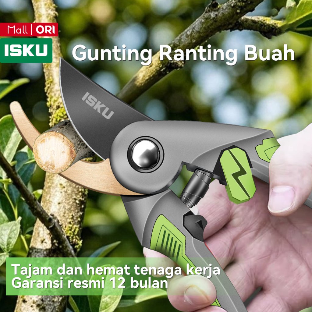 ISKU Gunting Dahan Ranting SK5 Baja Super Tajam - Pruning Shears Heavy Duty Gunting Tanaman Bunga Ke
