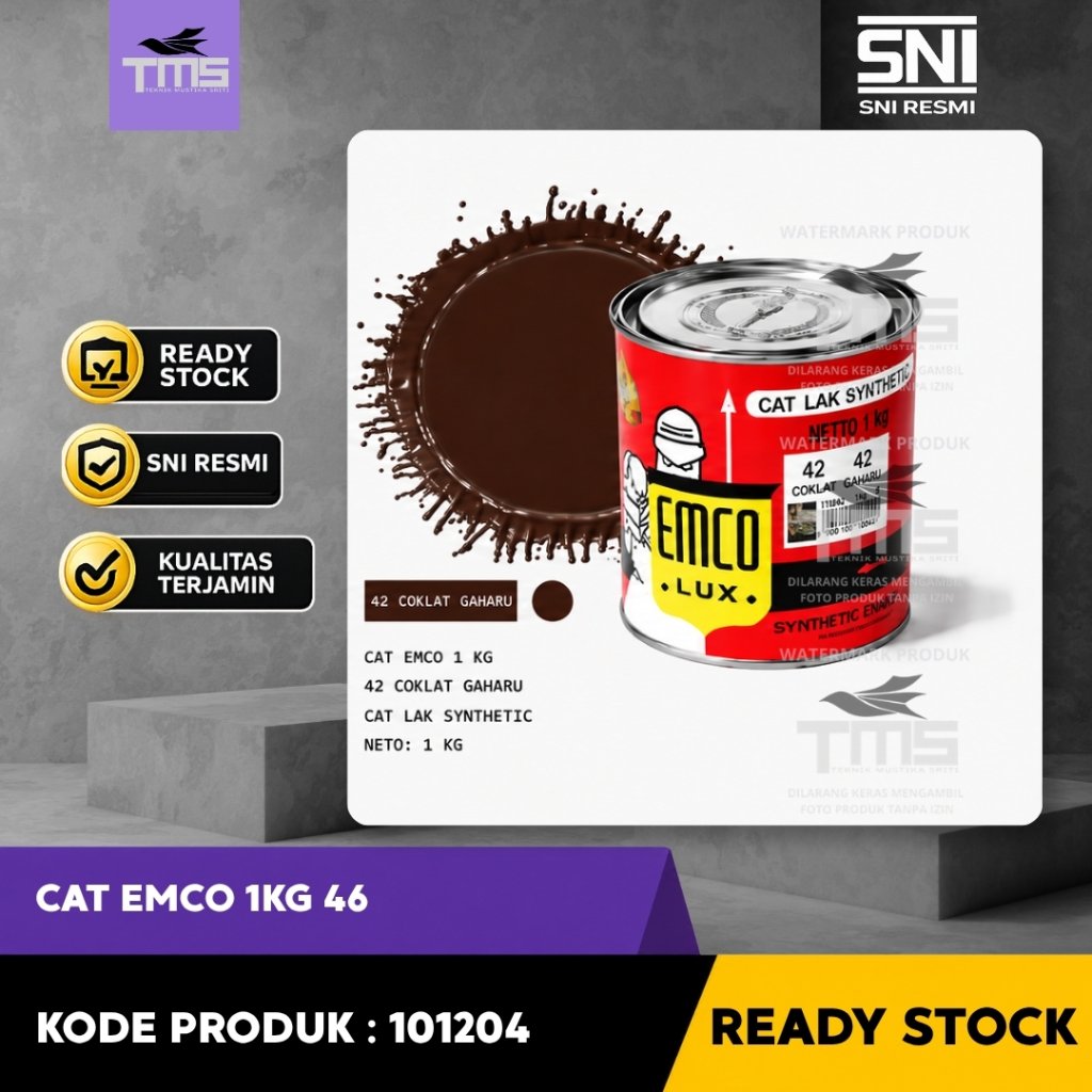 Cat Emco 1KG 46 Cat Lak Synthetic Enamel Warna Coklat Berkualitas Ready Stock