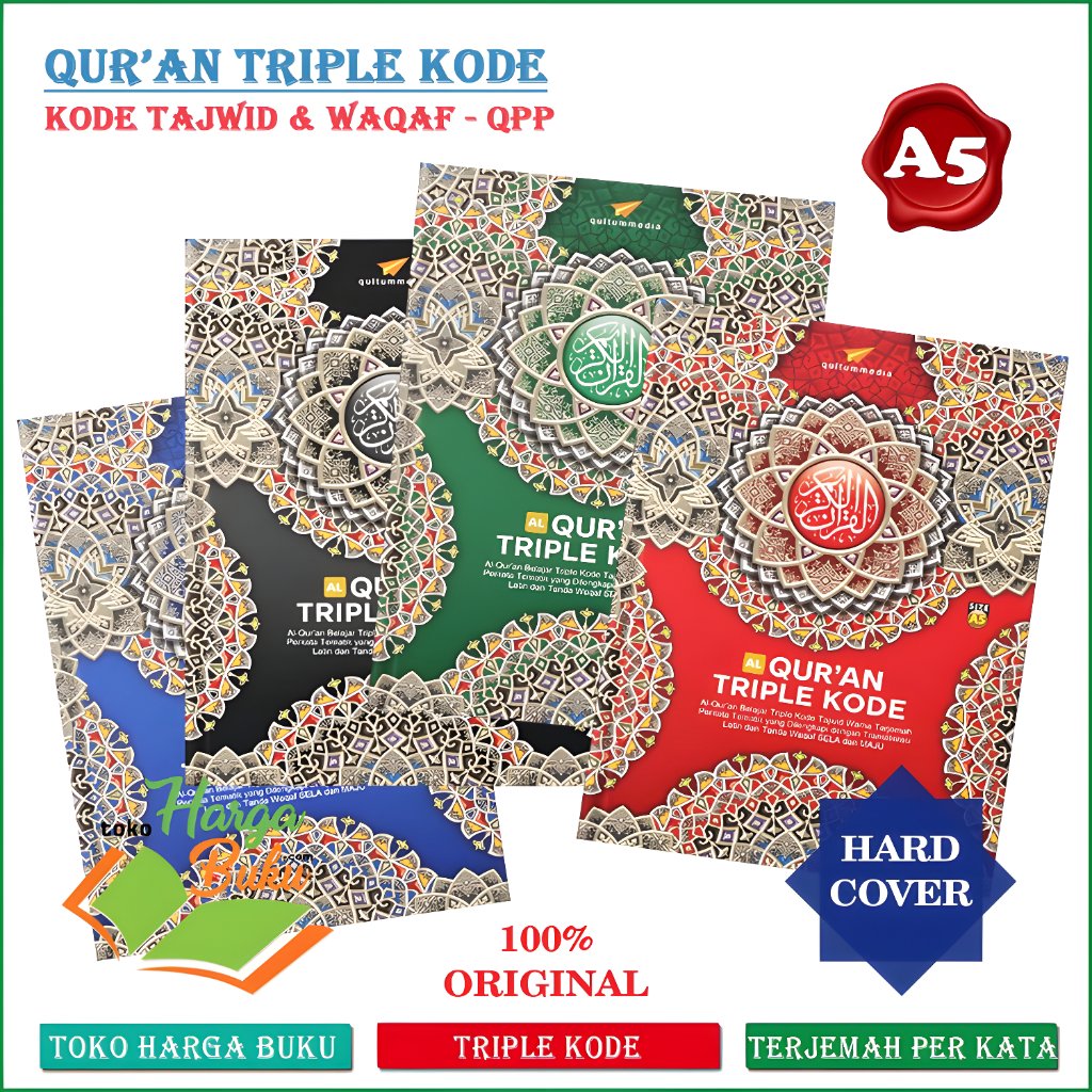 Al Quran Triple Kode A5 QPP TERJEMAH FULL COLOR Tajwid Warna Al-Quran Perkata Transliterasi Latin Waqaf Ibtida' TripleCode - QultumMedia