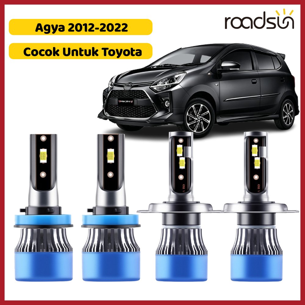 Cocok untuk Toyota Agya 2012-2022 LED Lampu Depan Mobil Bohlam Hi/Lo Beam Lampu kabut 100W 6000K 200
