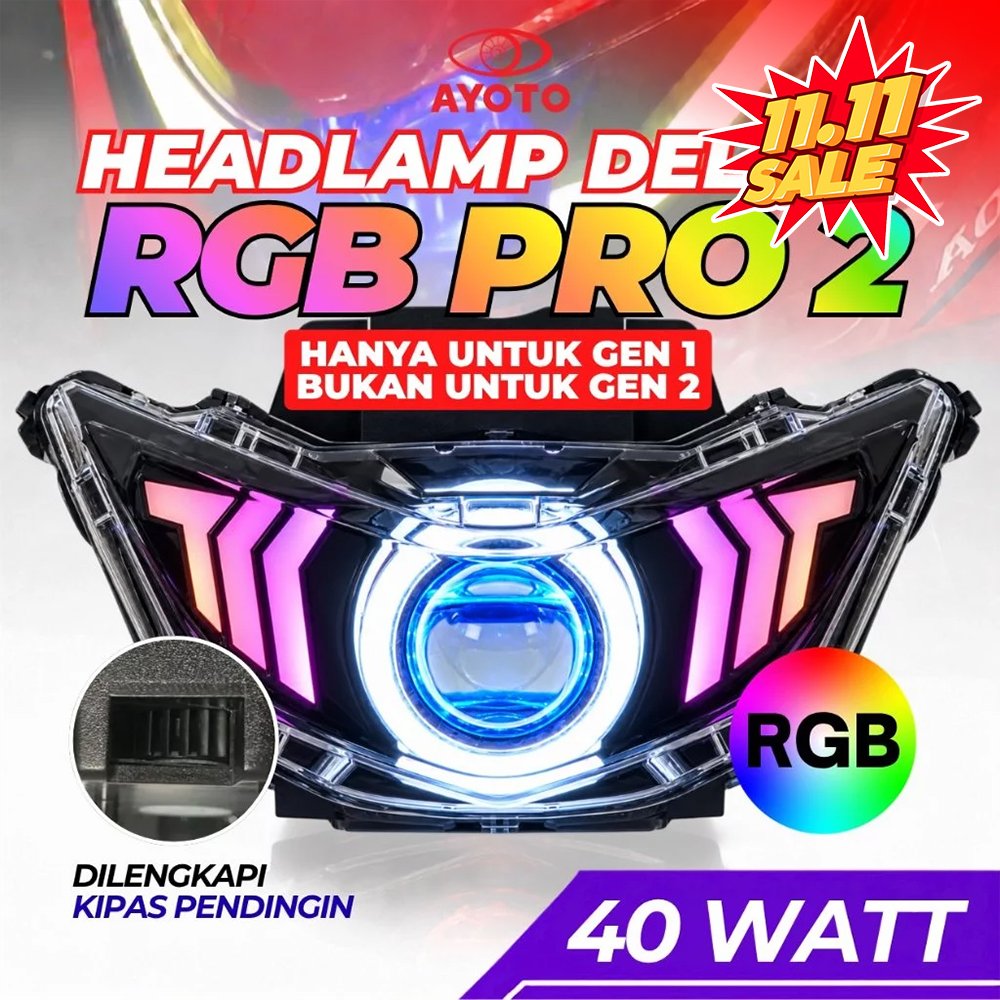 HEADLAMP BEAT DELUXE GEN 1 2020–2023 AYOTO BILED 40W FULL SET DEMON EYES PLUG AND PLAY SEIN STOPLAMP
