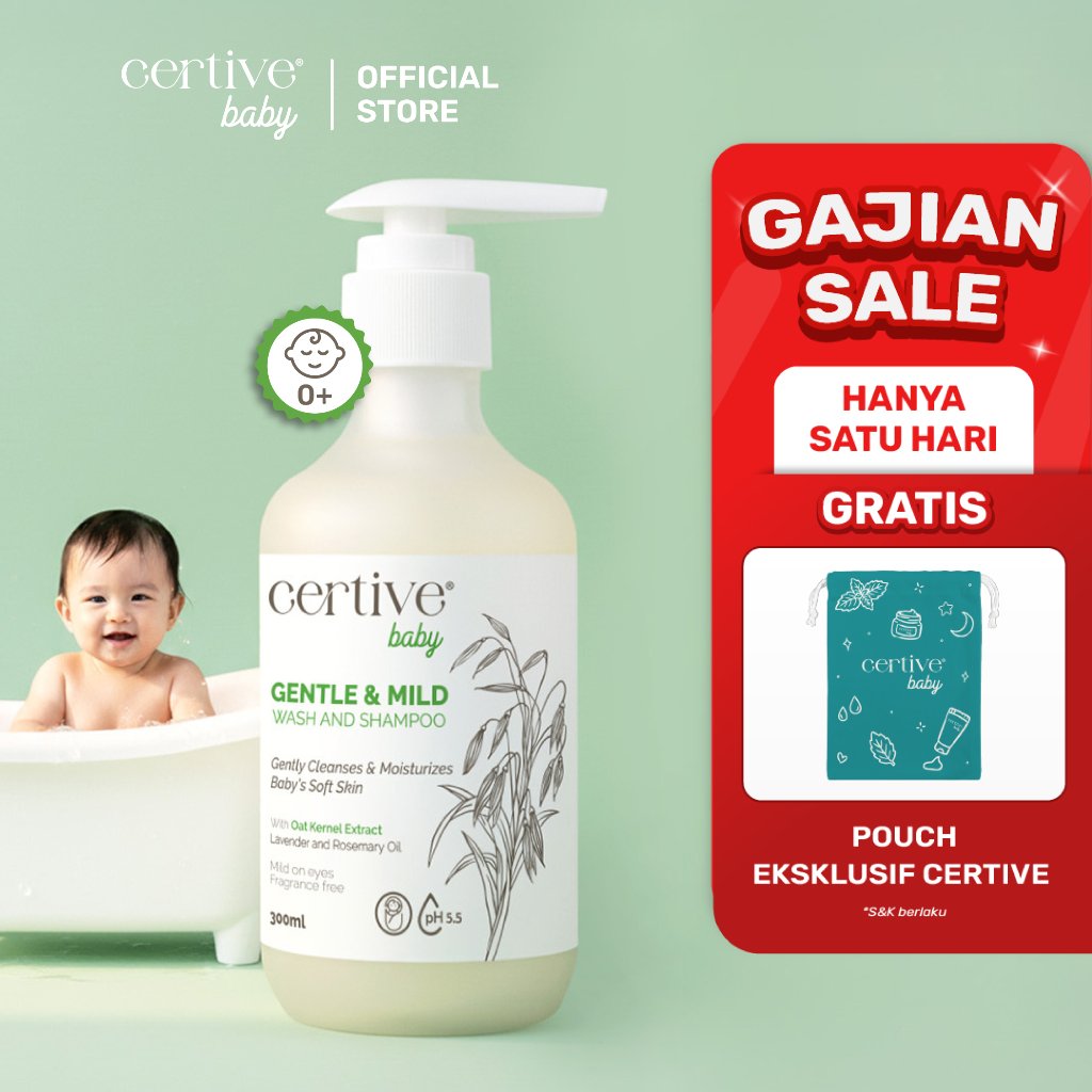 CERTIVE Gentle Mild Wash & Shampoo Bayi 2in1 300ml - Sabun & Sampo Bayi Tanpa Parfum No SLS untuk Ku