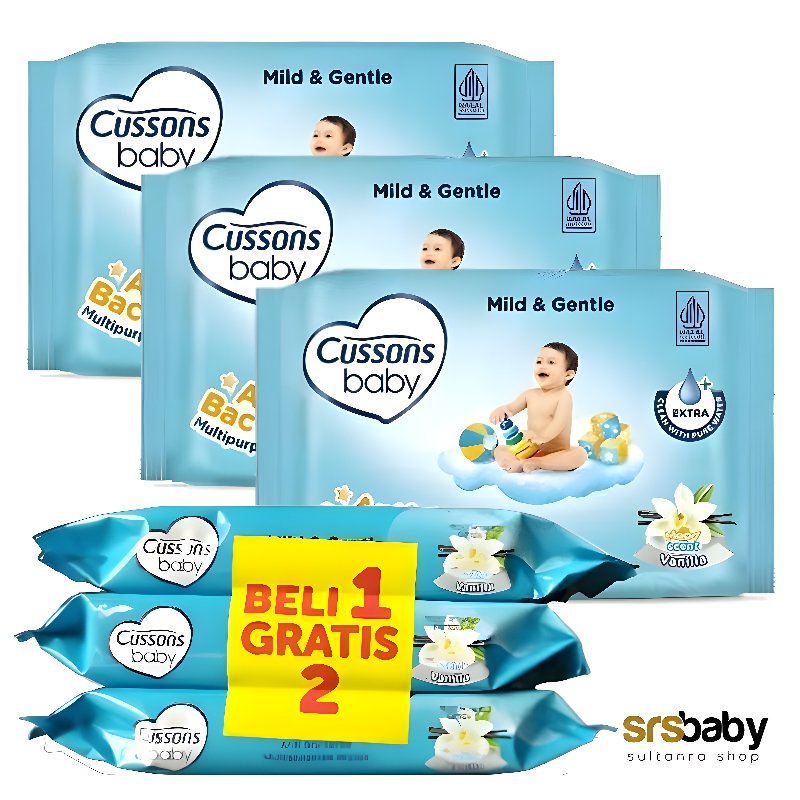 (BELI 1 GRATIS 2 FREE) Cussons Baby Wipes isi 50 sheet | 45 sheet | Tisu Basah Bayi | Tisue Baby Wip