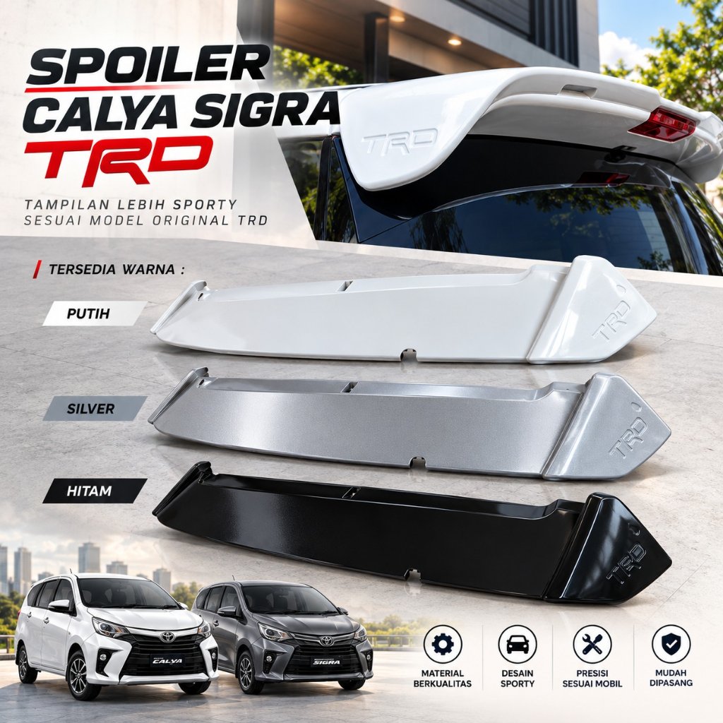 Spoiler Calya Sigra Trd With Lamp Warna ( Hitam Silver Putih )