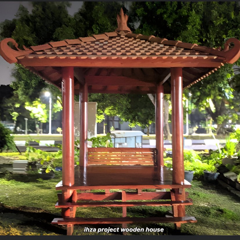 gazebo kayu jati minimalis ukuran 2x2 meter | gazebo pargola taman kayu jati