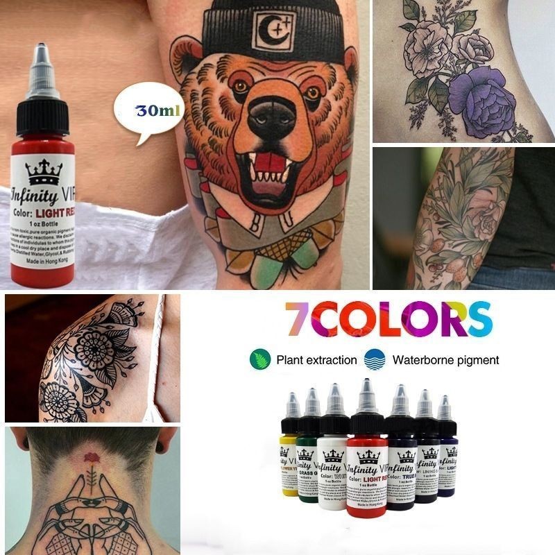 1 Set Tinta Tattoo Permanen 7 Warna Tatto Ink Pigment Tato Sulam Professional Grade Tattoo Ink Set