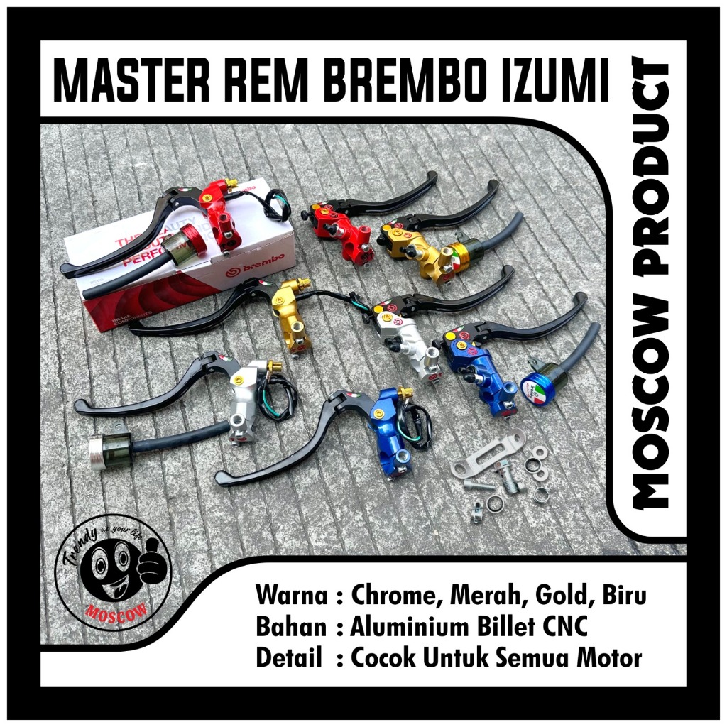 MASTER REM IZUMI BREMBO 1 TABUNG BLACK SERIES RCS 19 HANDLE LIPAT KIRI KANAN + SWITCH REM DAN DUDUKA