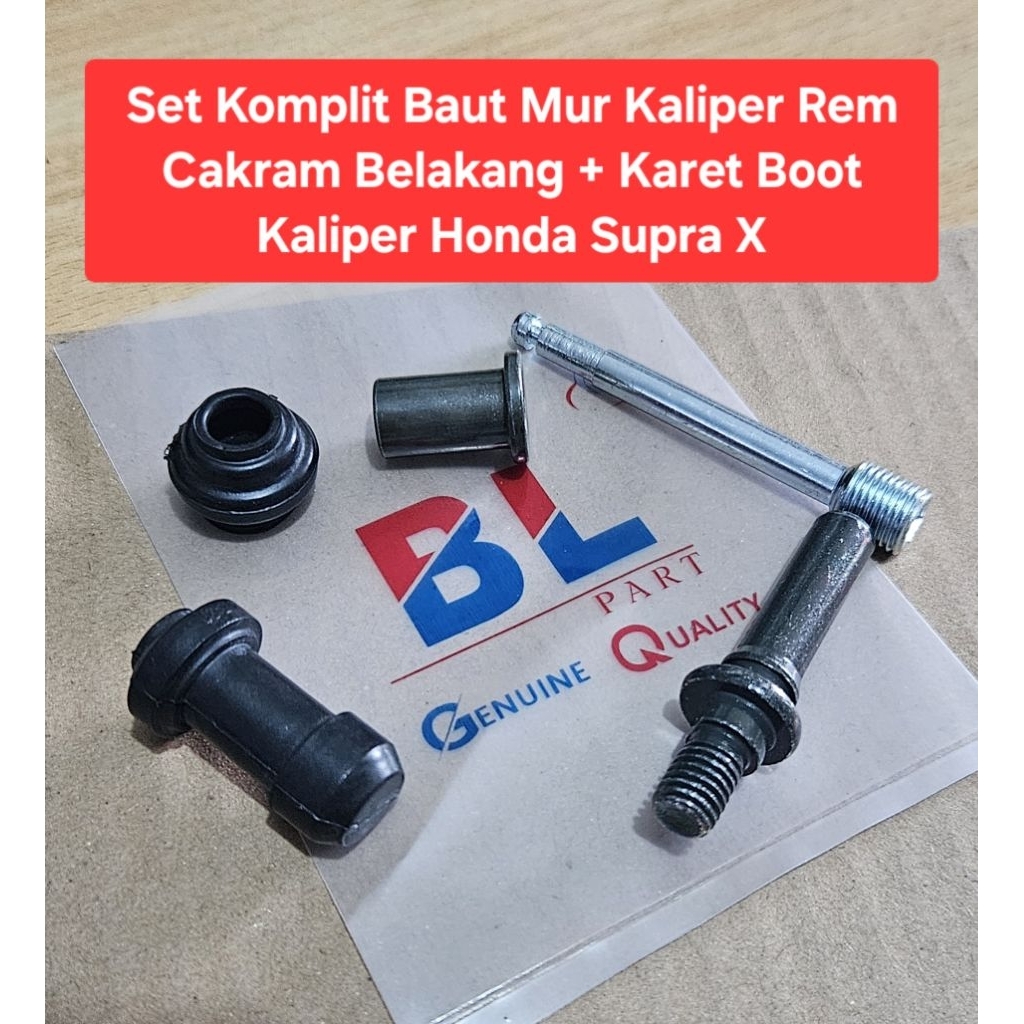 Set Komplit Baut Mur Kaliper Rem Cakram Belakang + Karet Boot Kaliper Honda Supra X
