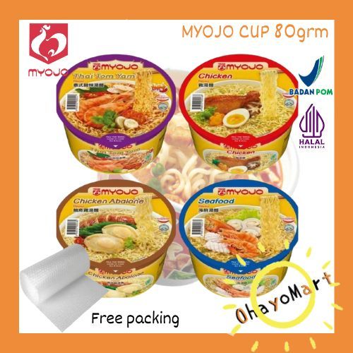 

MYOJO Mi instan cup / Myojo bowl instant noodle ( tomyum, abalone, chicken, seafood ) 80grm
