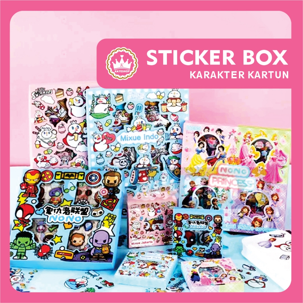 Stiker Anak Viral Momo Dan Lainnya | Sticker Box Waterproof DIY Cutting Karakter Lucu