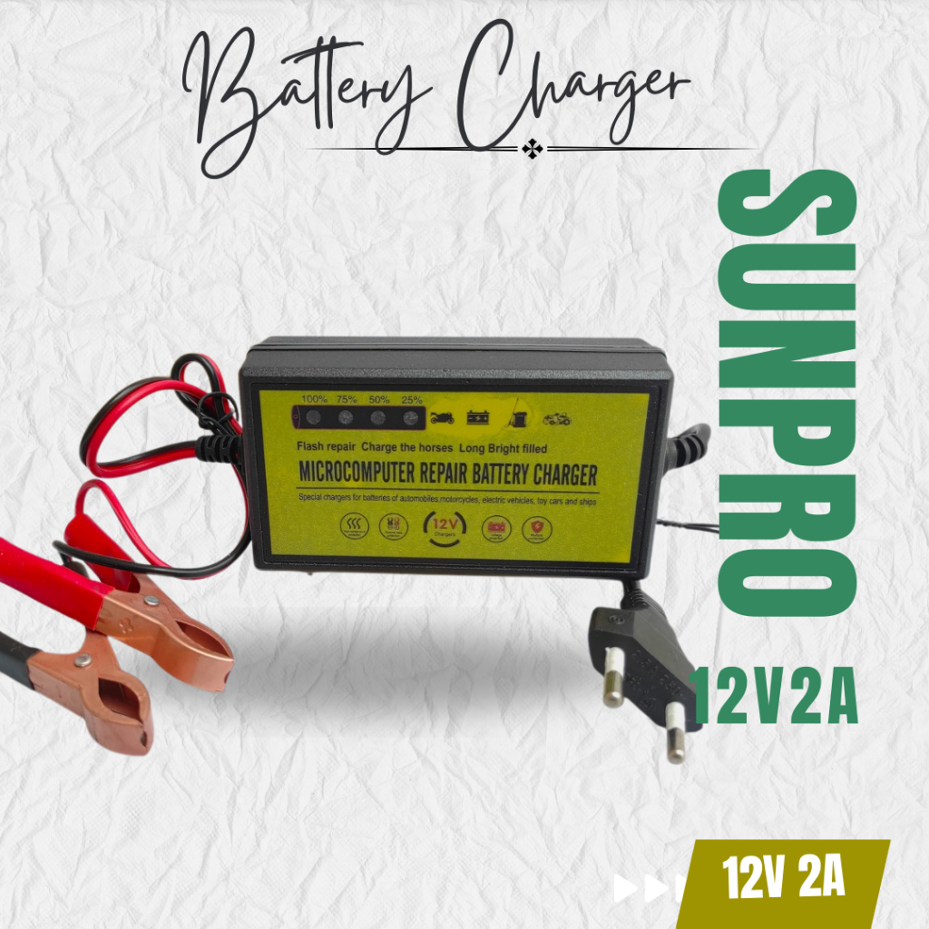 Charger Aki  Sunpro cas aki motor mobil Battery 12V 2a Adaptor cas Aki 12V