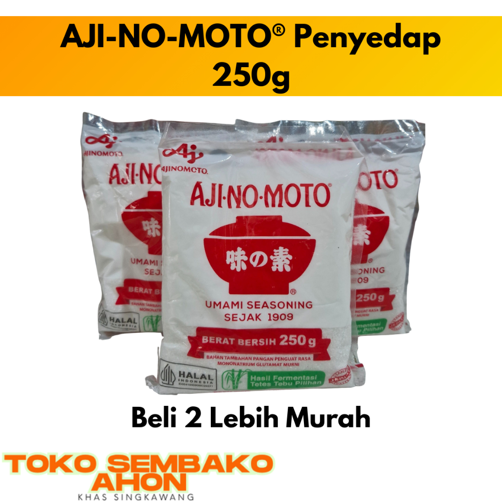 

AJI-NO-MOTO® Penyedap Rasa MSG Ajinomoto 250g / Ajinomoto MSG 250 gr / Micin Ajinomoto Premium / Penyedap Masakan Jepang