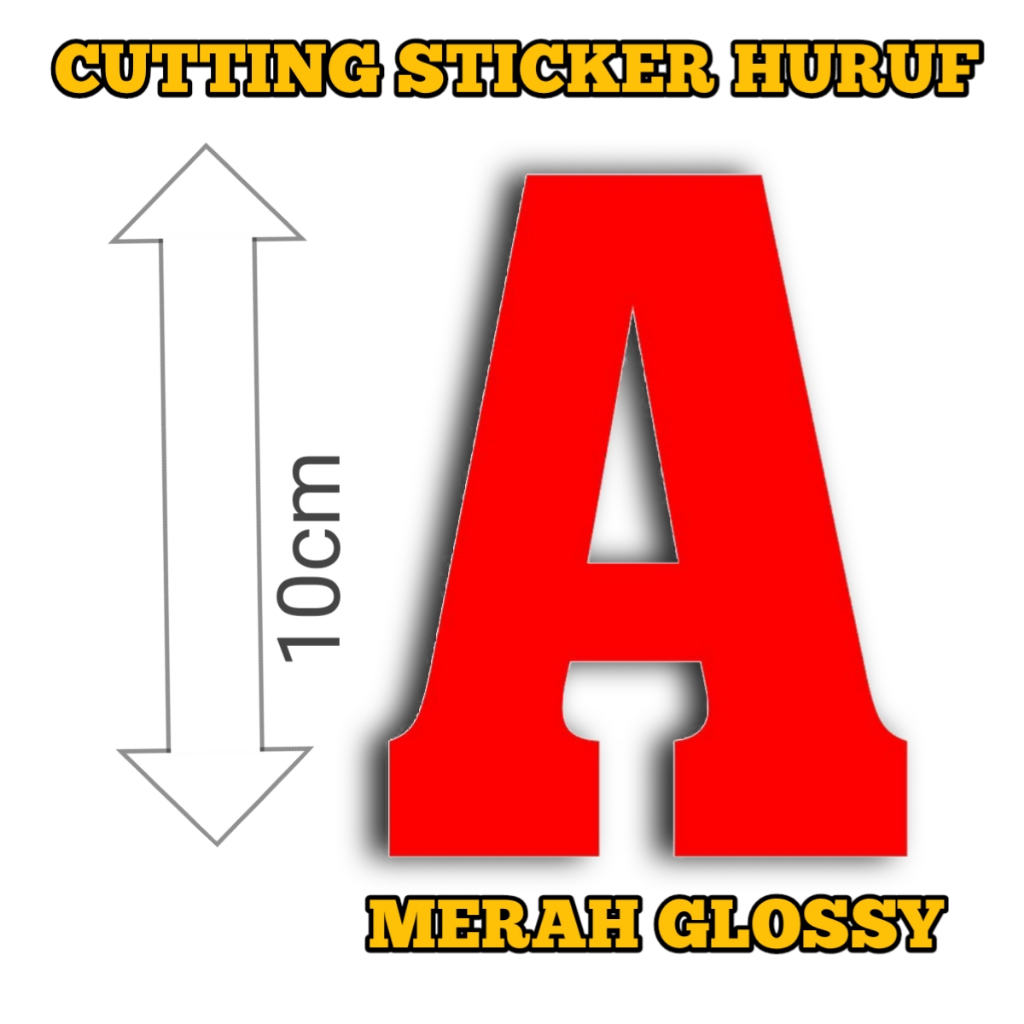 

CUTTING STICKER HURUF TINGGI 10 CM BAHAN VINYL PREMIUM WARNA MERAH