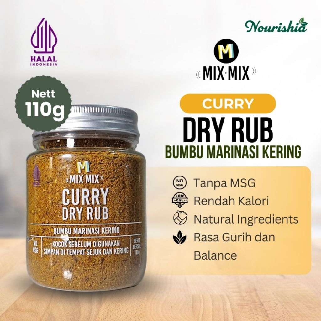 

Mixmix Curry Dry Rub 110g- Bumbu Marinasi Serba Guna for Grill and BBQ - Halal Large Packaging
