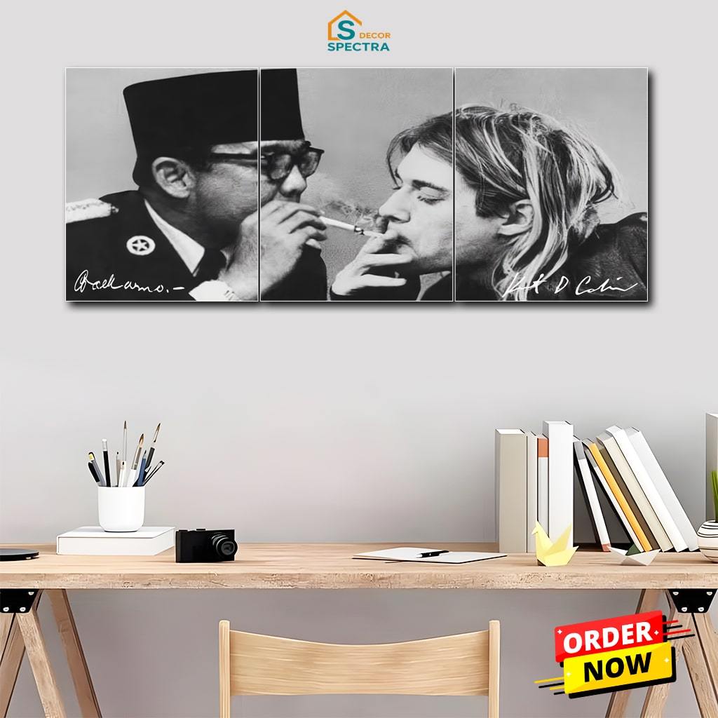 SPECTRA HIASAN PAJANGAN DINDING IR.SOEKARNO FT KURT COBAIN [40X90CM] BIG COMBO Aesthetic